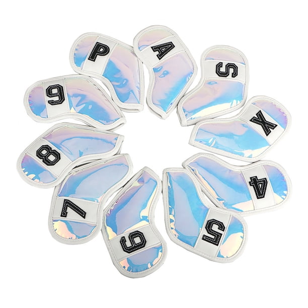 Cubiertas universales de la cabeza de golf Colorida Superficie del espejo 4 8 S Cuña protectores portátiles Equipo de entrenamiento Accesorios Blanco 10 piezas Kearding OD019601-02