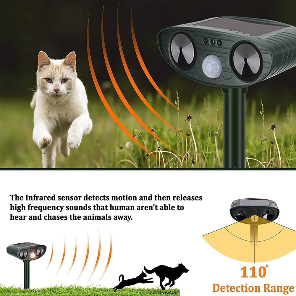 Animal Repellent Solar Powered with Motion Sensor, Flashing Light