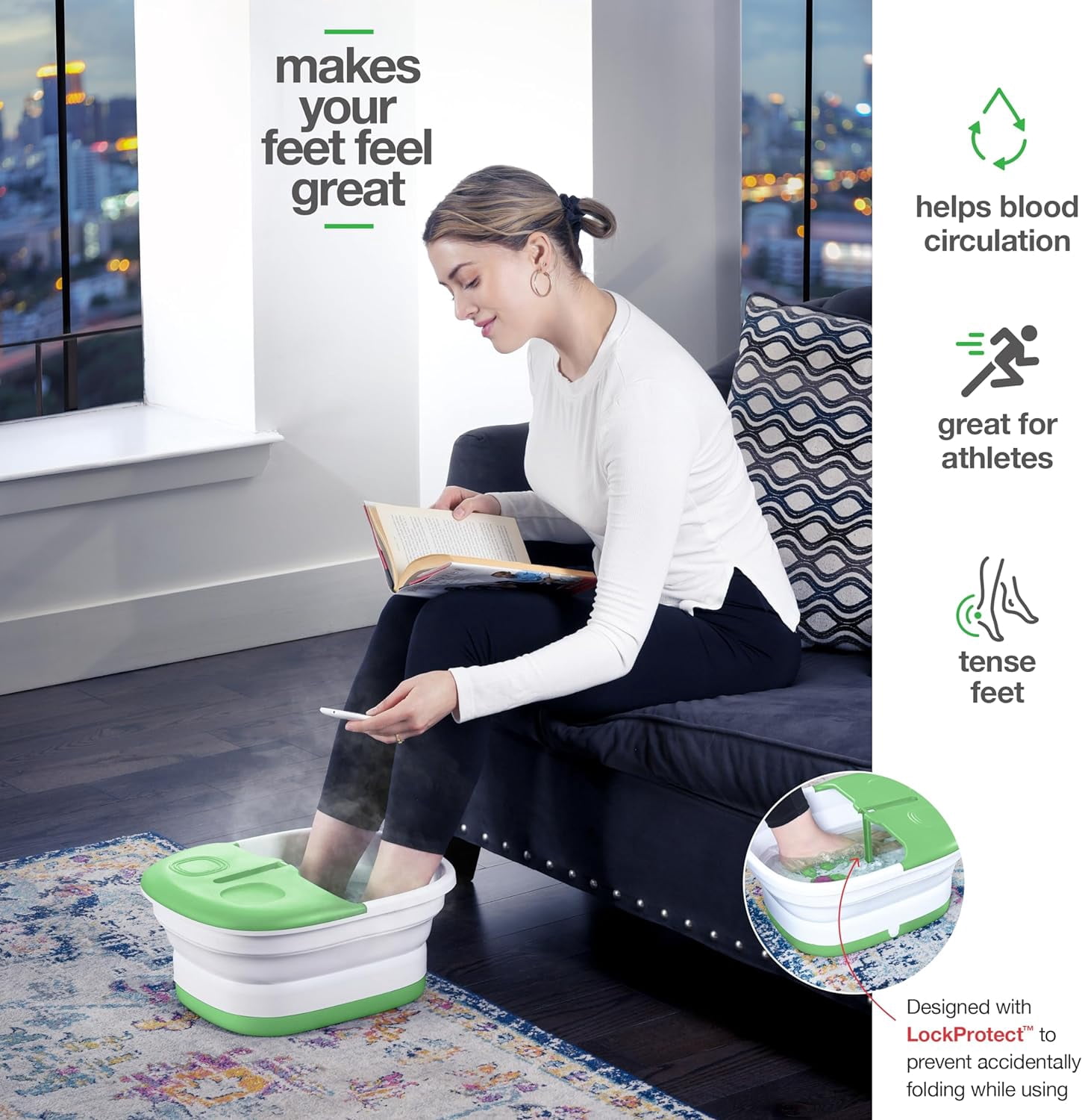 Medical King 5-in-1 Foot Massager with Heat, Jets, Remote-Control and Pumice Stone, Green (1 Piece)