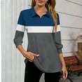 thumbnail image 2 of FRSASU Womens Tops 3/4 Sleeve V Neck Shirts Color Block Casual Business Basic Tees Summer Tops Navy M(M), 2 of 5