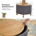 thumbnail image 2 of Round Coffee Table with Storage for Bedroom Living Room Round Ottoman as a Foot Rest Multi-Function High-Capacity Cotton and Linen Fabric Natural Color Desktop Natural Color Feet, 2 of 4