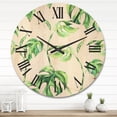 thumbnail image 2 of Designart 'Ancient Floral Tropical Leaves II' Tropical Wood Wall Clock, 2 of 5