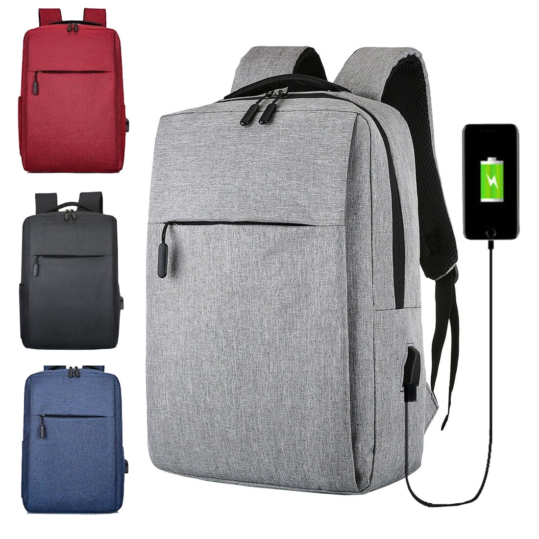 Novaa Bags 16" Slim Casual Waterproof Laptop Backpack with USB Charging