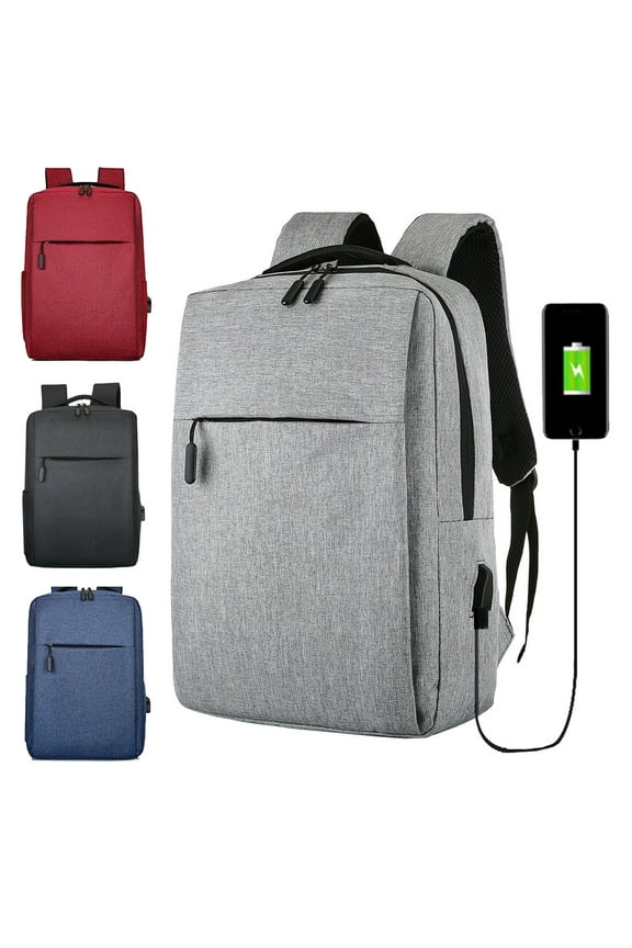 16" Slim Casual Waterproof Laptop Backpack with USB Charging Port Gray