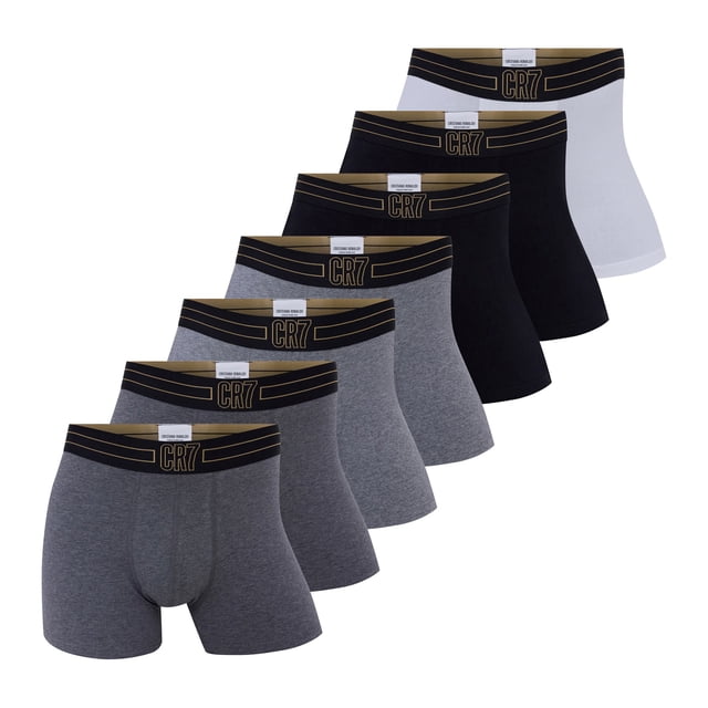 CR7 Calzoncillos, pack de 7 - calzoncillos, algodón elástico, logo en cintura Negro/Blanco/Gris XL (X-Large)