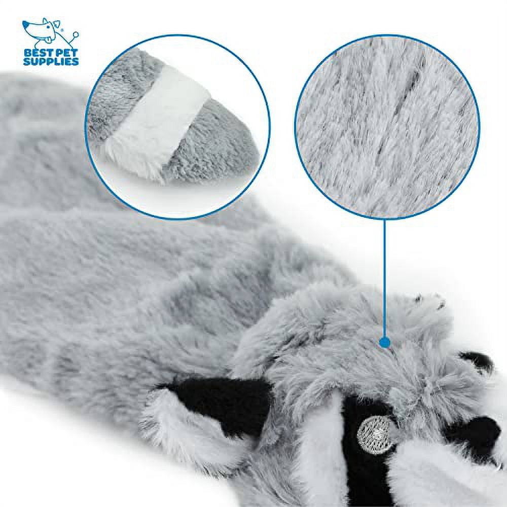 Best Pet Supplies 2-in-1 Stuffless Squeaky Dog Toys with Soft, Durable Fabric for Small, Medium, and Large Pets, No Stuffing for Indoor Play, Holds a Plastic Bottle - Fox, Raccoon, Medium