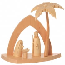 Arched nativity scene natural with Holy Family & palm tree by Schalling