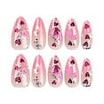 thumbnail image 6 of 24 Pcs fun spring nails Medium Almond Fake Nails with Glue Nude Full Cover False Nails with Pearl Strawberry Pattern Designs Glossy Stick Acrylic False Nail Kit Cute Glue on Nails for Women, 6 of 6