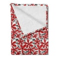 thumbnail image 2 of Feminine Soft Flannel Fleece Throw Blanket, Doodle Art Style Abstract Flowers with Red Petals and Black Leaves, Cozy Plush for Indoor and Outdoor Use, 50" x 70", Scarlet White Black, by Ambesonne, 2 of 5