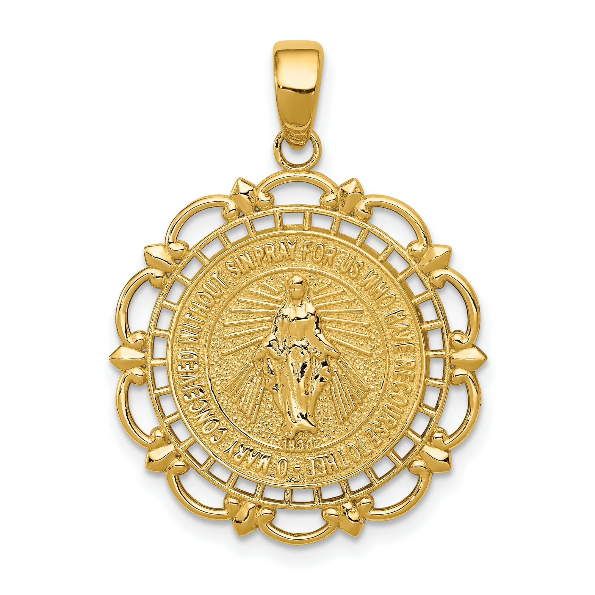 Pendentif En Or Jaune 14 Carats Vierge Marie Miraculeuse - Médaille Religieuse, Neuve