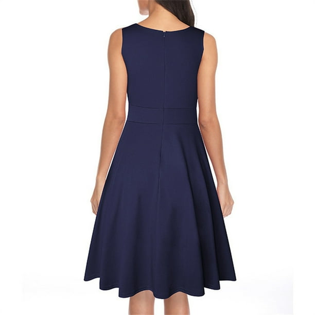 Sonducket Vestido plisado con cuello en V para mujer vestido veraniego fecha de baile accesorios de ropa de verano Vestidos Azul oscuro XL Sonducket AP010963 24 Bodega Aurrera en linea