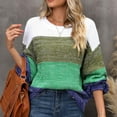 thumbnail image 6 of Giftesty Sweaters for Women Plus Size Women's Casual Round Neck Long Sleeve Sweater Knitted Stripe Loose Blouse Tops, 6 of 8