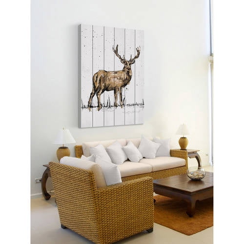 Marmont Hill "Cerf Adulte" by Marie-Eve Pharand Painting Print on White Wood