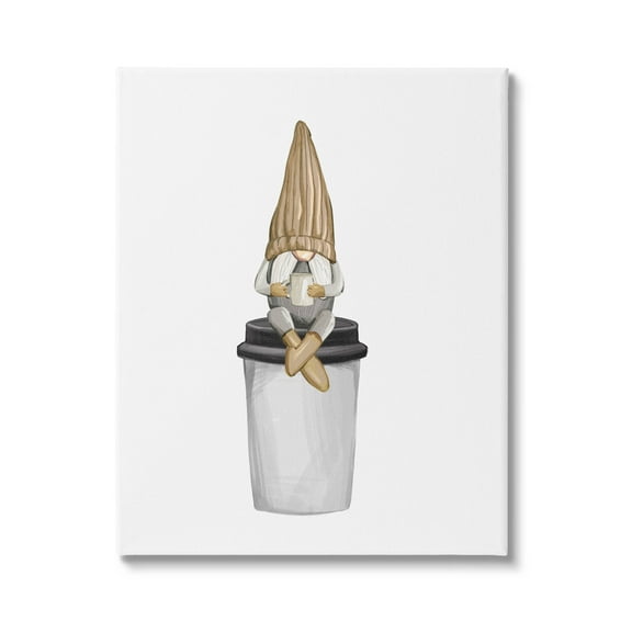 Cozy Gnome Morning Coffee Fairy Tales & Fantasy Graphic Art Gallery Wrapped Canvas Print Wall Art