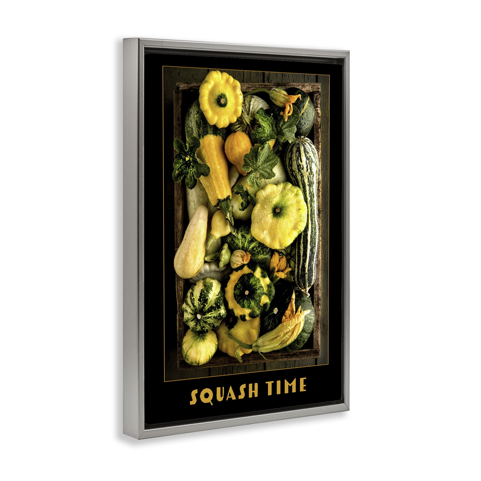 Stupell Industries Squash Time Vibrant Vegetables Gray Framed Floater Canvas Wall Art, design by Carl Kravats
