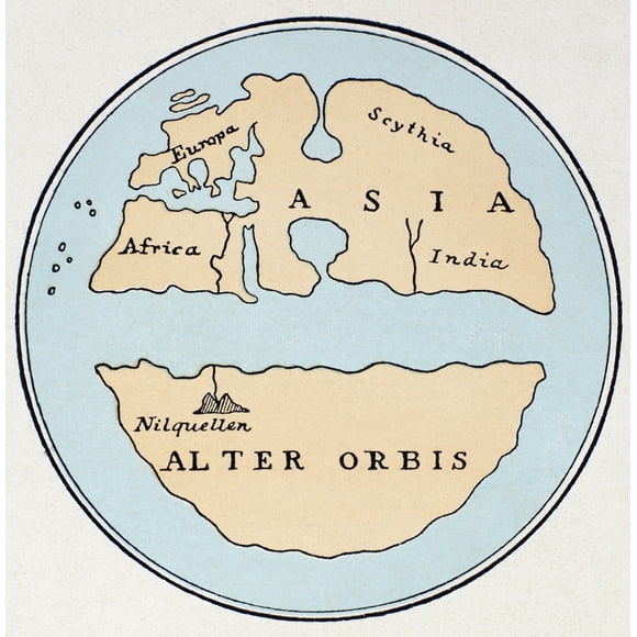 World Map, 1St Century. /Nworld Map Based On The Writings Of Pomponius Mela, Roman Geographer, C43 A.D. Poster Print by  (24 x 36)