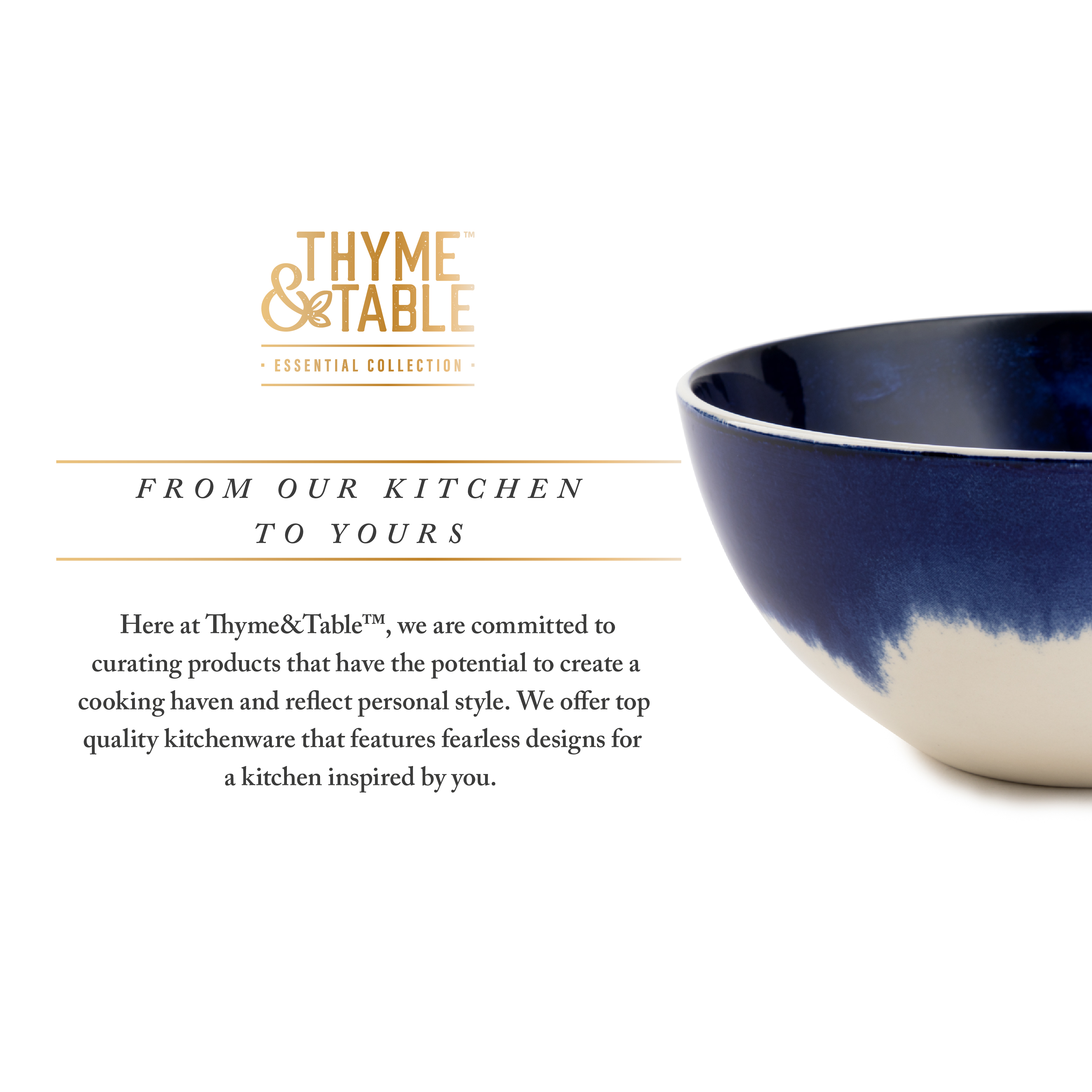 Thyme & Table Blue Drip Stoneware Large Round Bowl