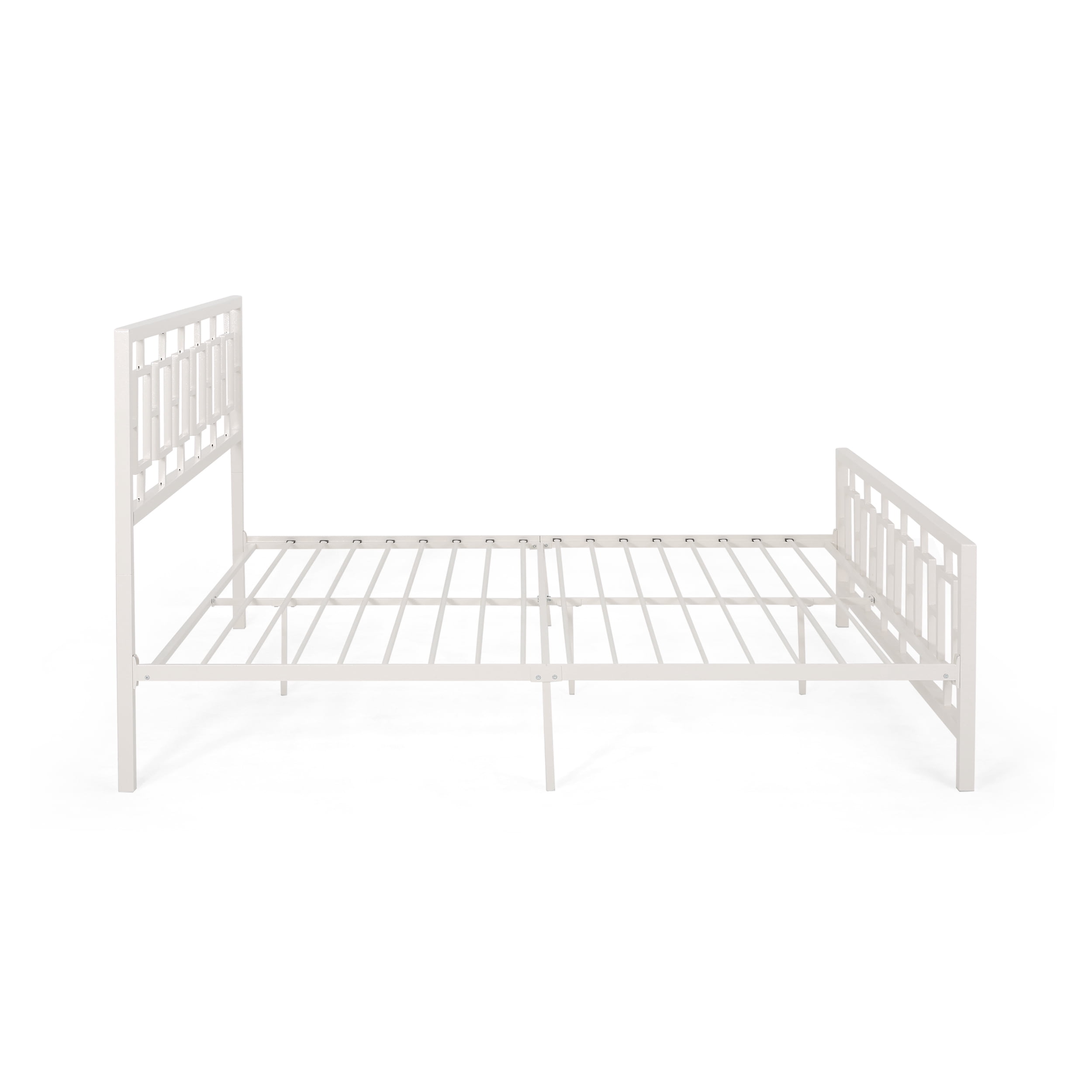 Noble House Krystin Modern King-Size Iron Bed Frame, White