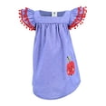 thumbnail image 1 of Unique Baby Girls Back To School Denim Apple Dress (3Y, Red), 1 of 4