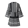 thumbnail image 4 of PENGXIANG Femmes Manches Longues Boho Graphique Imprimé Robe en Vrac V-Cou Mini Robe, 4 of 7