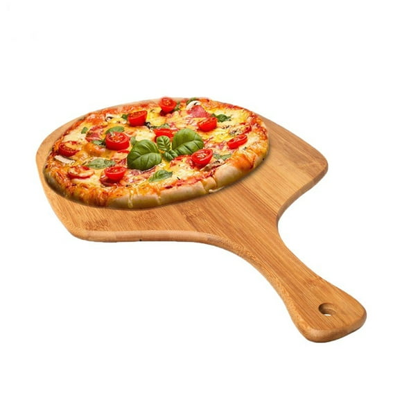 Round Pizza Stone Set with Bamboo Pizza Peel and Scraper Ceramic Pizza Stone