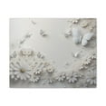 thumbnail image 4 of Abstract 3D White Background With Small And Large Flowers And Butterflies Oil Painting Canvas Wall Art for Home Decor Ready-to-Hang, 4 of 13