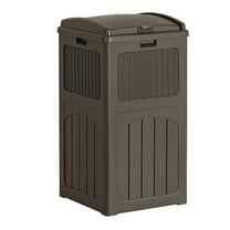 30 Gallon Trash Can, Resin Outdoor Garbage Can with Lid, Waterproof Hideaway Patio Waste Bins for Outside Use (Deep Brown)