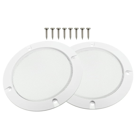 Unique Bargains 2Pcs 4" Car Metal Speaker Cover Mesh Subwoofer Grill Horn Guard with 8 Screws White