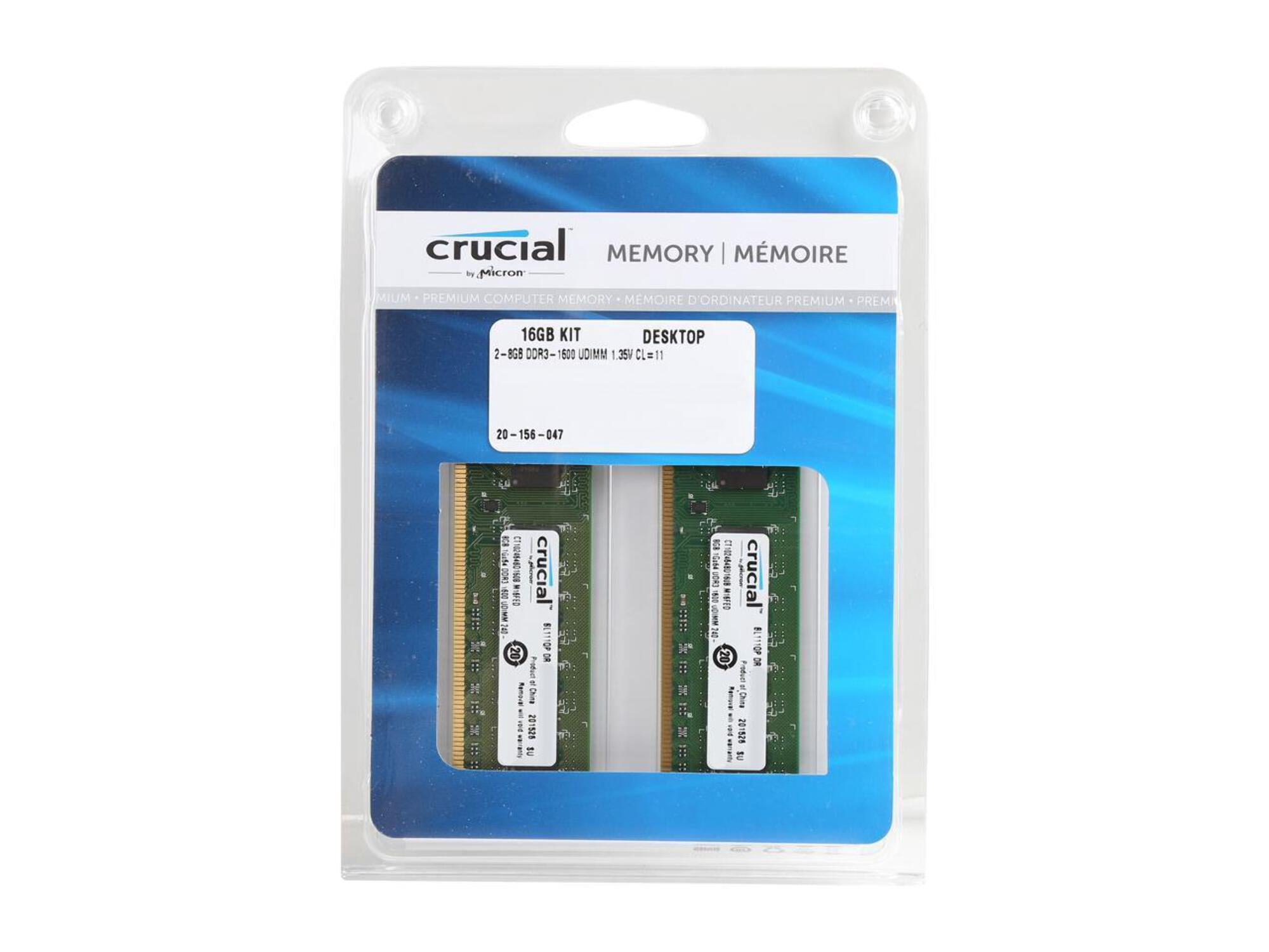 Crucial DDR3 RAM Memory, CT2K102464BD160B, 2 Pack