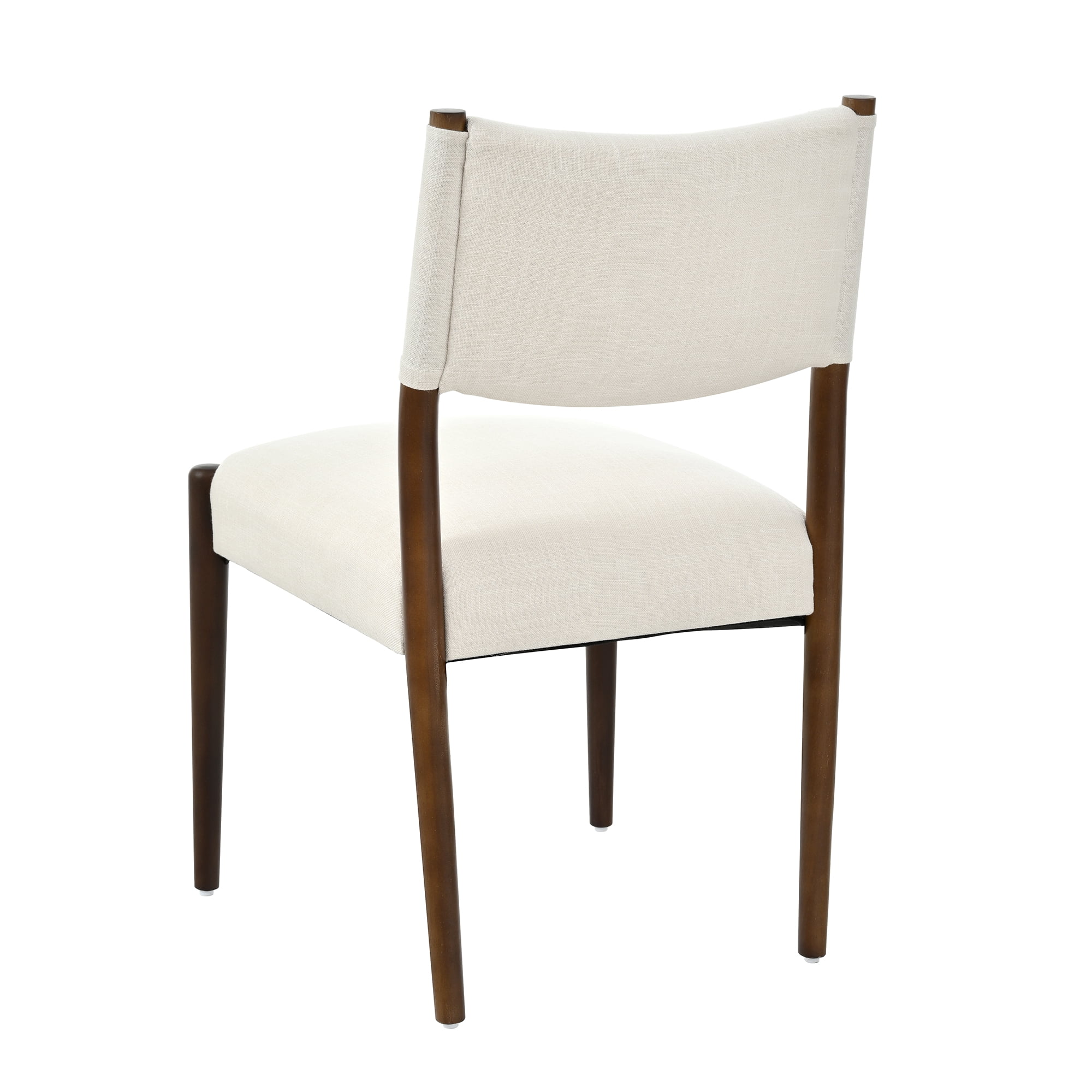Set of 2 Modern Dining Chair, Kitchen Chair with 5.12 Inch Thick Seat Cushion and Solid Rubber Wood Legs, Upholstered Fabric Chair for Home Bar Restaurant Dining Room, Walnut Beige