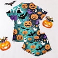 thumbnail image 5 of Halloween Pajama Set for Women Halloween Print Short Sleeve Top and Shorts 2 Piece Separate Casual Sleep Loungewear, 5 of 7
