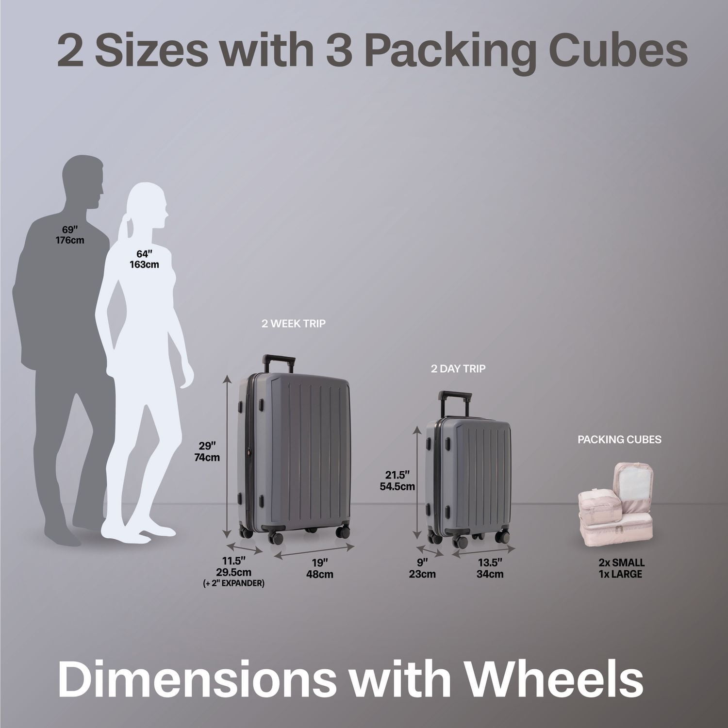 5-Piece Hardside Luggage Set: 28" Spinner Suitcase, 20" Carry-On & 3 Packing Cubes