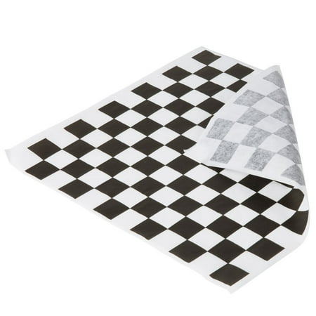 A1BakerySupplies 1000 Pack Sandwich Wrap 12 In x 12 In Food Basket Liner BBQ Basket Liner Wax Coated Deli Wrap (Black and White Checkered)