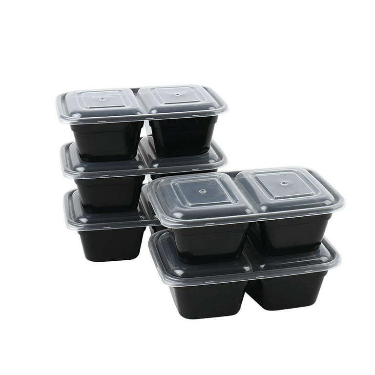 Mainstays Meal Prep Food Storage Containers, Rectangle, 5 Count, Size: NA, Black