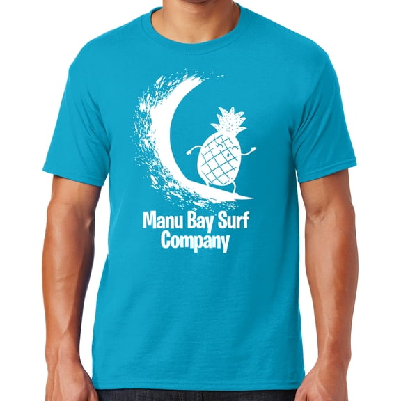 Mens Manu Bay Surf Company WHITE SURFING PINEAPPLE T-shirt, 3XL Cali Blue