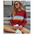 thumbnail image 3 of REDHOTYPE Femmes Pull en Tricot Col Rond Décontracté Arc-en-Ciel Rayé Pull à Manches Longues Top, 3 of 4