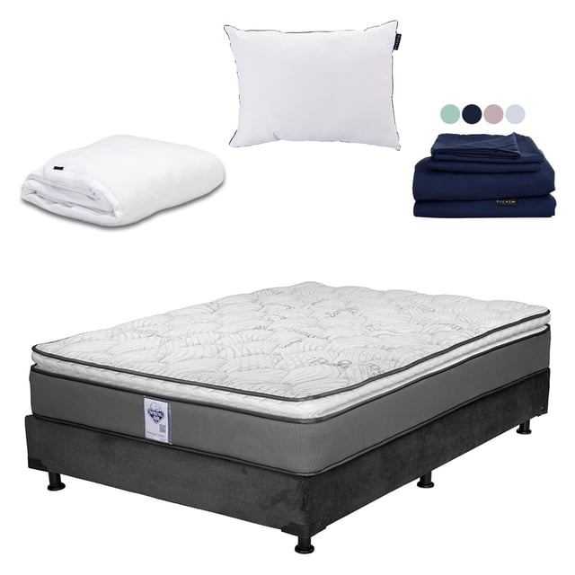 Colchón Matrimonial Prestige Spring Air + Box + Almohada One + Protector Cloud + Sabanas Softy