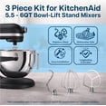 thumbnail image 3 of Stainless Steel 3-Piece Kit Attachments for KitchenAid 5.5 to 6 Quart Bowl-Lift Stand Mixers – Includes Dough Hook, 6-Wire Whip and Flat Beater – Dishwasher Safe, 3 of 6