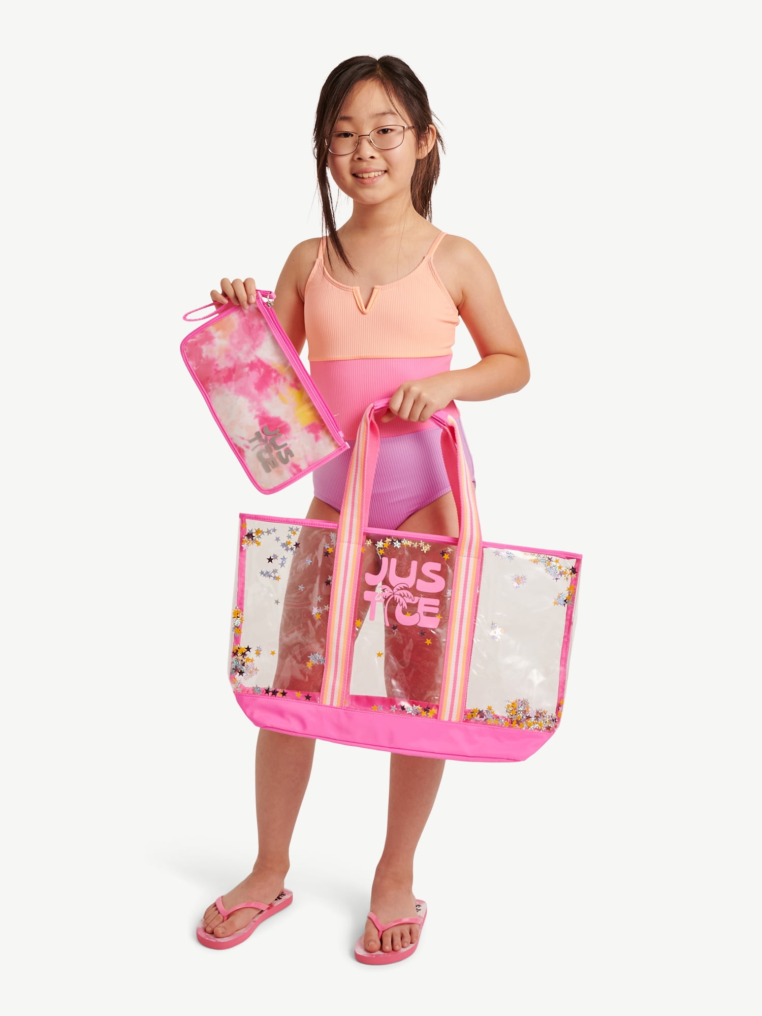 Justice Girls Jelly Tote with Removable Pouch