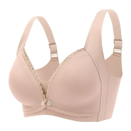 Blphud Women Bras Wireless Back Sports Bra Women s Seamless Lace Nursing Bra Wire with Front Double Opening Clasp for Pregnancy and Postpartum Comfort Beige 36/80