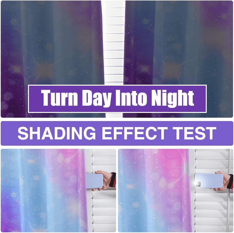 Btargot Gradient Glitter Colorful Blackout Curtains Set of 2 for Kids Girls Room Galaxy Grommet Thermal Insulated Room Darkening Drapes 52 x 84 inch Purple