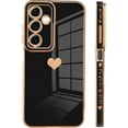 thumbnail image 4 of Samsung Galaxy A14 5G Case Love Heart 6D Plating Electroplate Luxury Elegant Case Camera Protector Soft TPU Shockproof Protective Corner Back Cover -Black, 4 of 10