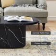 thumbnail image 6 of YOCWO Oval Coffee Table for Living Room with Wave Base, Mordern MDF Coffee Table for Apartment Small Space with Marble Veneer Finish, Black, 6 of 8