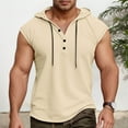 thumbnail image 2 of Men's Casual Hooded Tank Top Breathable Sleeveless Shirt For Daily Wear Home Outdoor Hiking Spring Summer Comfortable Loose Fit Mens Muscle Gym Tank Top Breathable Sleeveless Shirts for Active Men, 2 of 5