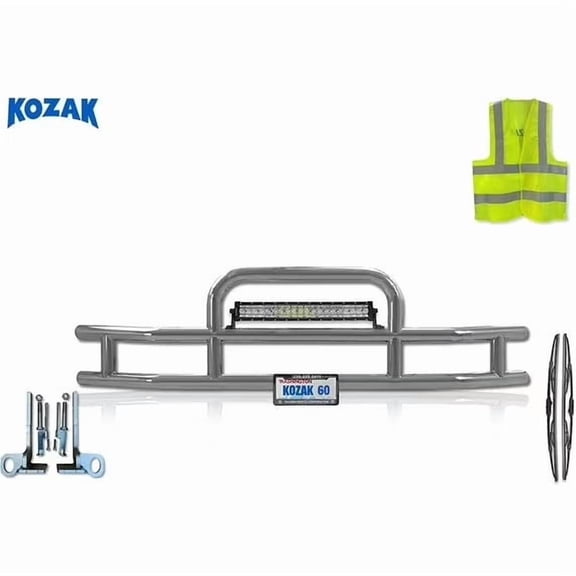 Compatible with T680 2012-2021 Front Grille Deer Guard Bumper - Chrome (Kozak)