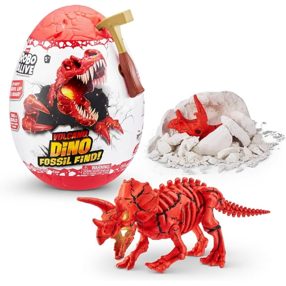 Robo Alive Volcano Dino Fossil Find Triceratops by ZURU Boys Age 5  Dig and Discover, STEM -Excavate Prehistoric Fossils, Educational Toys, Great Science Kit Gift