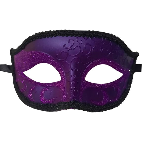 Dark Purple Elegant Crescent Glitter Venetian Masquerade Mask