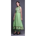 thumbnail image 3 of Bimba Mint Green Floral Indian Long Kurti For Women Party Wear Printed Sleeveless Anarkali Kurti Dress XX-Large, 3 of 6
