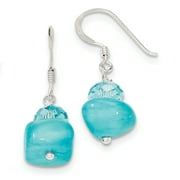 Sterling Silver Aquamarine Crystal and Blue Jade Earrings QE6083