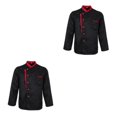 thumbnail image 3 of Wosthever Long Sleeves Chef Jacket Coat Hotel   Waiters Uniform Kitchen Tops Negro 2XL 2piezas, 3 of 6